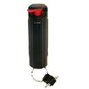 Black hard case pepper spray with key chain for self defense protection.