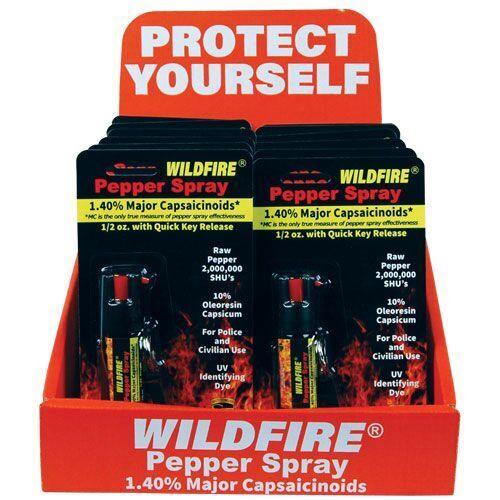 12) 1/2 oz Wildfire Key-Chain Pepper Sprays with Counter Display SDP Inc 