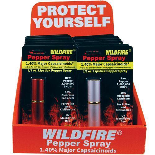Wildfire lipstick pepper spray with display box.
