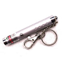 Small Laser Pointer Silver-Shell Key-Chain powered by one AAA battery laser beam range is about half a mile.