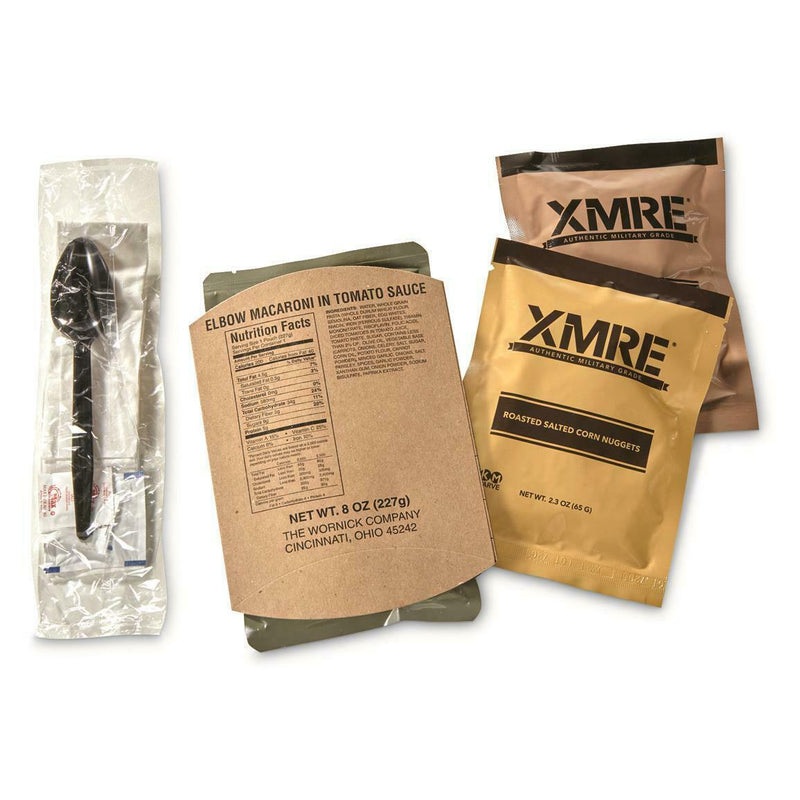 Emergency mre food kits shown with the contents.