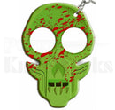 The Zombie Skull Self-Defense key-chain offers a variety of different functions in the color green and red blood splatter.